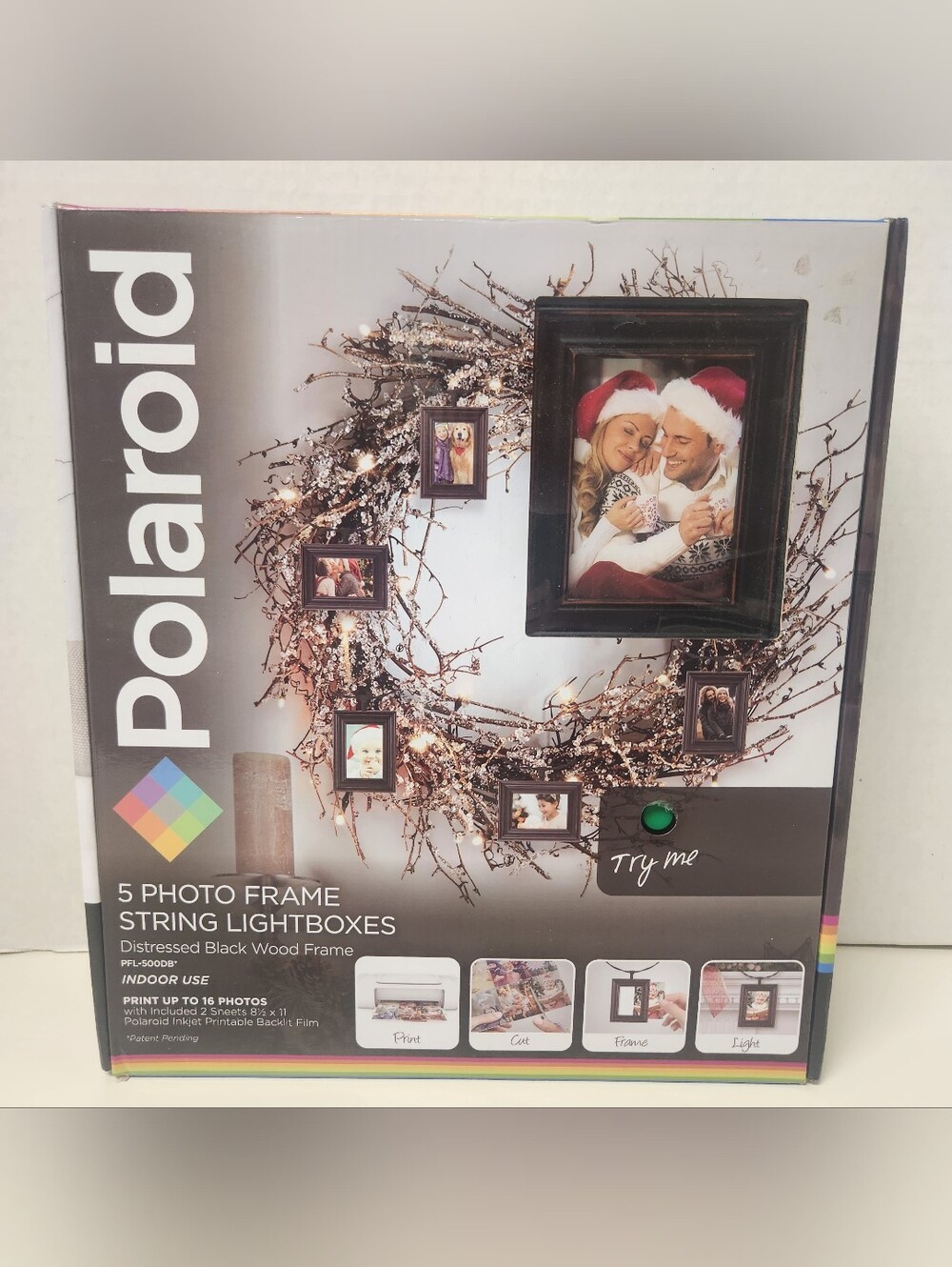 Polaroid 5-Photo Frame 12ft String LED Lightboxes - Picture 1 of 4
